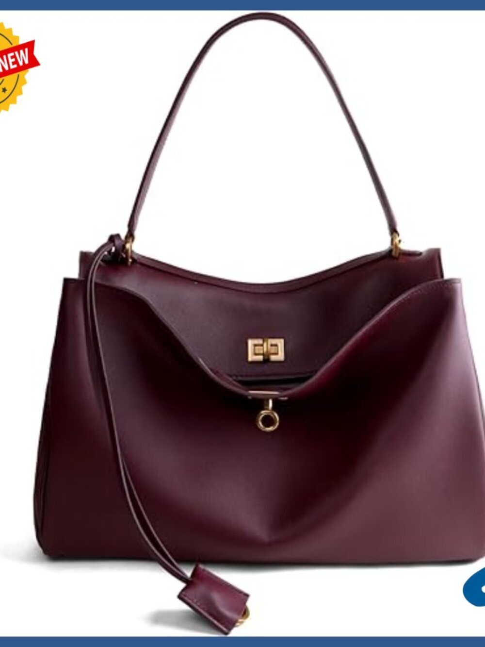 Large Genuine Leather Tote Bag with Adjustable Strap for Travel Work